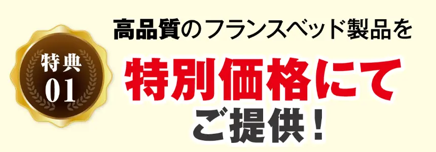 特典01 高品質のフランスベッド製品を 特別価格にて ご提供!