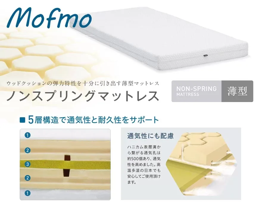 Mofmo　ノンスプリングマットレス。カリモクのウッドスプリングベッドにぴったりのマットレスです。
