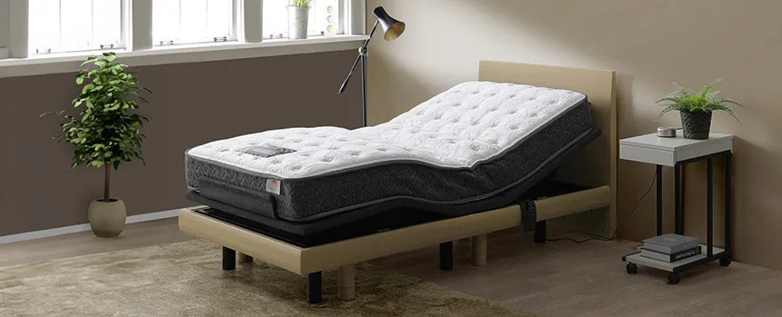 シーリー「アジャスタブルベッド セレクション」 [ Adjustable Bed Selection ] シーリーの寝心地はそのままに、電動リクライニングで充実したお家時間を。 シーリーのアジャスタブルベッド セレクションはアジャスタブルベースとお好みの木製フレームを組み合わせてお使いいただけます。
