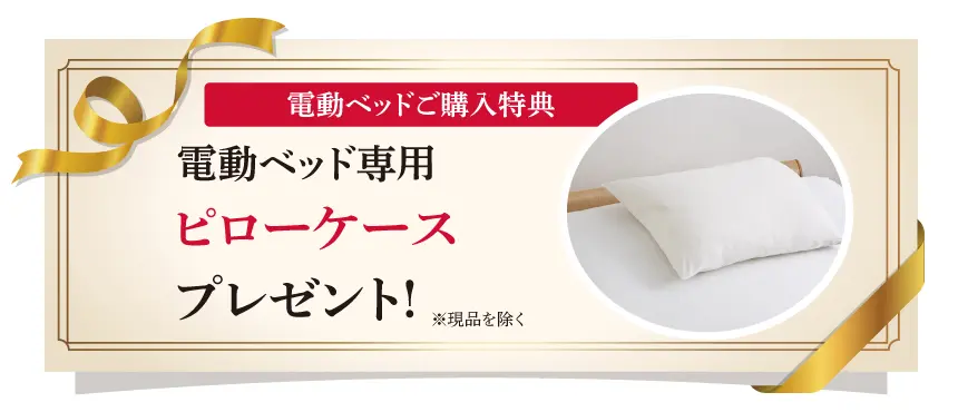 電動ベッドご購入特典 電動ベッド専用枕カバープレゼント!